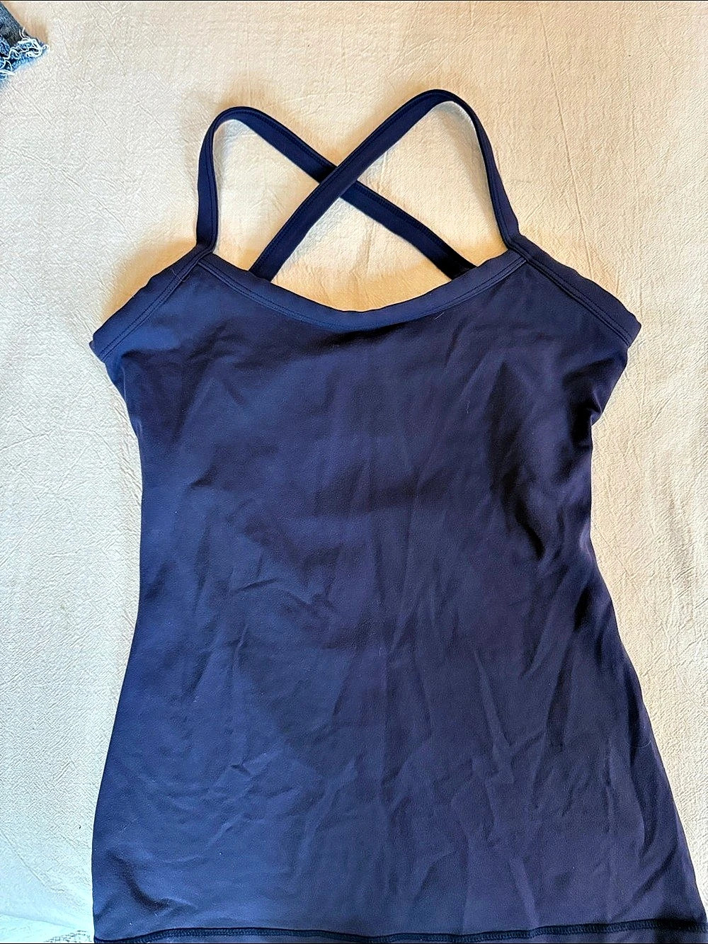 Blue Crossback One-Piece strappy yoga top